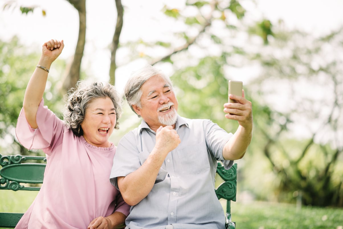 Elderly Couple on Video Call  